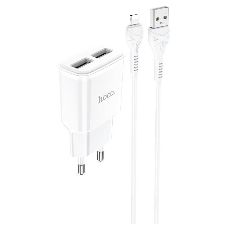 Зарядное устройство Hoco C88A Star round White (C88A Star round White), 12 Вт, 2.4А, 2xUSB, 31 г, белый