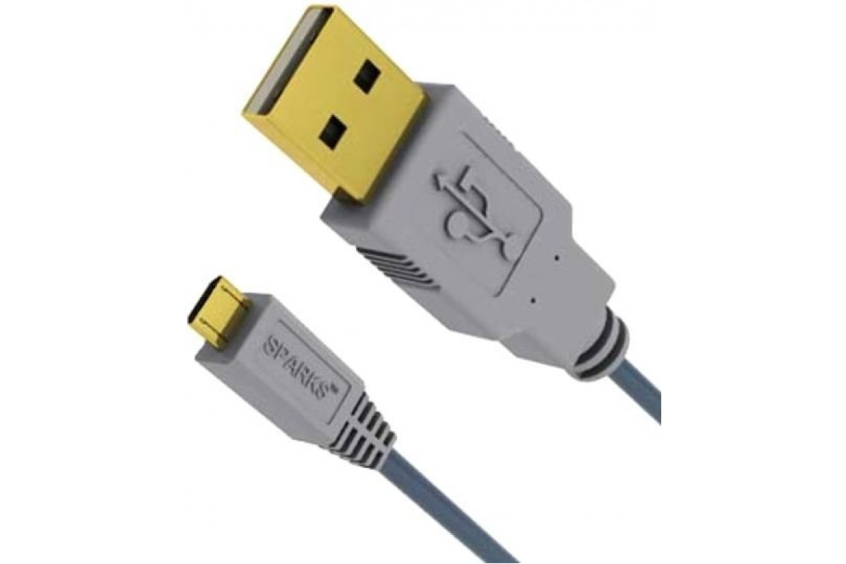 Кабель USB 2.0 AM/Micro5P Sparks (SG1195***); феритовый фильтр; позолоченные коннекторы; 1,8 м; серый