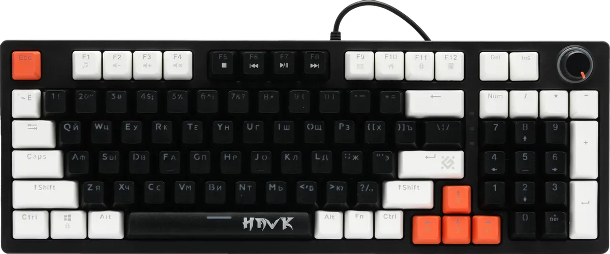 Клавиатура игровая Defender HAWK 418 bl+wh (45419***); USB; механическая; 97 клавиш; 12 (+FN); подсв