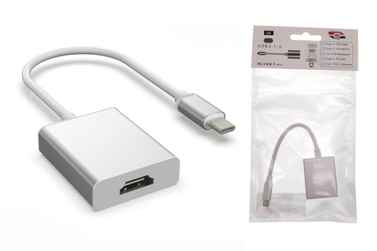 Переходник Type-C/HDMI Орбита OT-AVW54; 4K 30Hz (3840*2160px), 0,15м, белый