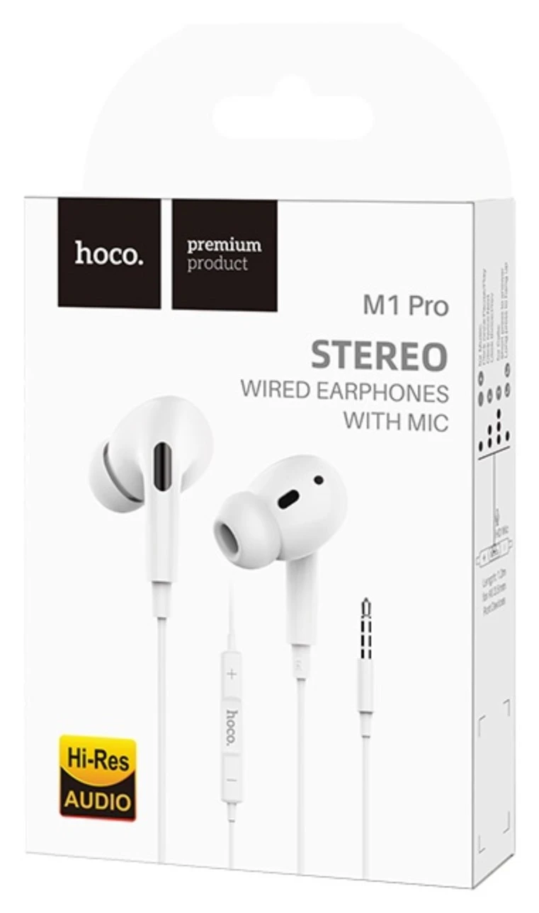 Гарнитура проводная вставная Hoco M1 Pro; Mini-jack 3,5мм, без крепления; 20 - 20 000 Гц; 32 Ом; 1,2 м; микрофон