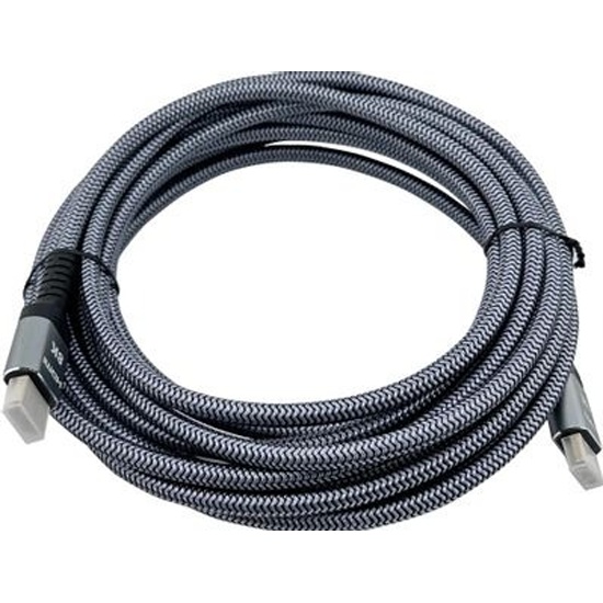 Кабель HDMI->HDMI v.2.1 Behpex (1992238); HDMI 2.1; HDMI 2.1; нейлоновая оплетка; 5,0 м, серый