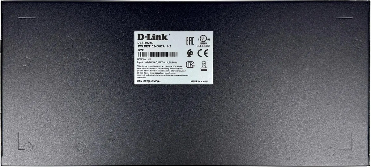 Коммутатор неуправляемый D-Link DES-1024D; Fast Ethernet (10/100); 24 порта;