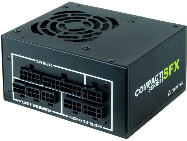 Блок питания 650 Вт Chieftec COMPACT (CSN-650C); SFX; 1x24 pin; 1x8(4+4) pin; 4xSata; 3xMolex; 2x6+2-pin PCI-E; 80+ Gold; APFC; отстегивающиеся кабели