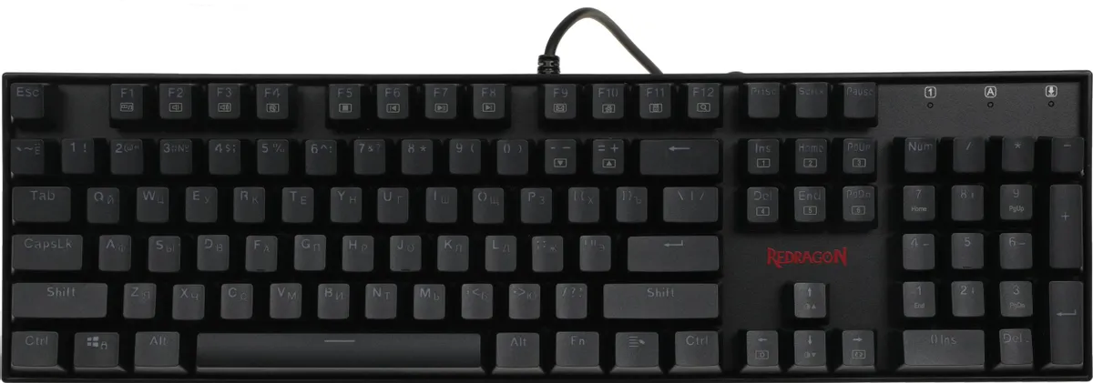Клавиатура игровая Redragon MITRA (75015***); USB; механическая; 104 клавиши; 12 (+FN); подсветка LED, 18 режимов; ENG\RUS; чёрный