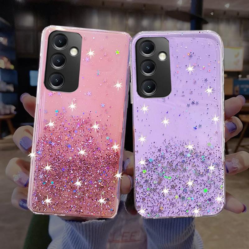 Чехол - накладка; для Samsung Galaxy A14; силикон; жидкие блёстки; кролики