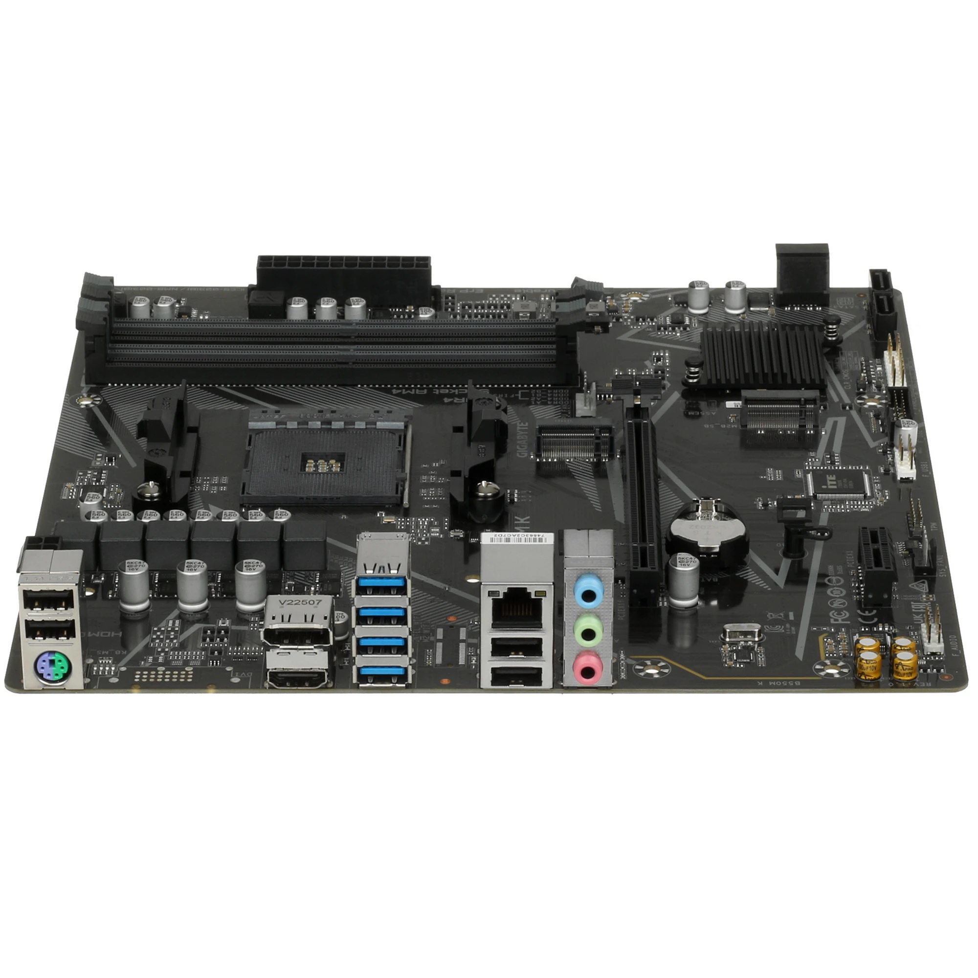 Материнская плата Gigabyte B550M K; Socket AM4; mATX; AMD B550; 4хDDR4(4733); 1xPCI-E x16; 1xPCI-E x1; DVI; 1xHDMI; 1xDP; 4(SATA 6Gb/s); 7.1 audio; 1G