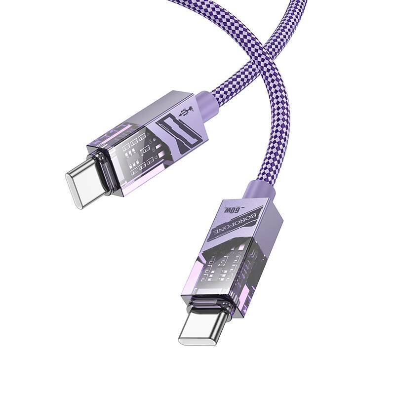 Кабель Type-C/Type-C Borofone BU42; 60Вт, 3А; 1,0 м; фиолетовый