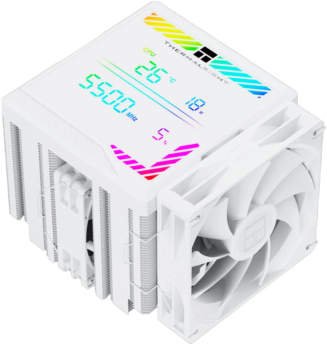 Кулер для процессора 140 мм Thermalright Peerless Assassin 140 Digital White (PA140-DG-WH), 1x140 мм, 1х120 мм, 4 pin, USB, 600-1850 об/мин, белый
