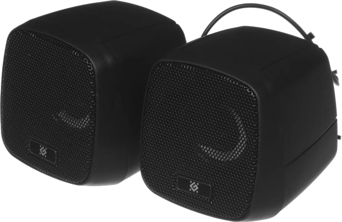 Акустическая система 2.0 Defender J2 (65962); 6 Вт; 90 - 20 000 Гц; пластик; LED подсветка; регулировка на шнуре; jack 3.5 mm; питание USB; чёрный