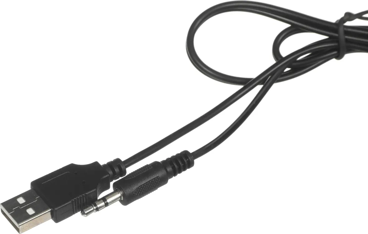 Акустическая система 2.0 Defender J2 (65962); 6 Вт; 90 - 20 000 Гц; пластик; LED подсветка; регулировка на шнуре; jack 3.5 mm; питание USB; чёрный