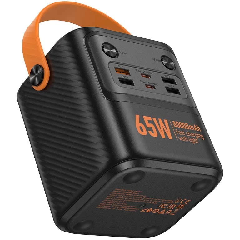 Внешний аккумулятор 80 000 мА/ч; Hoco J152 Pro Tough Black (J152PTBLK); 3.25А; 65 Вт; LED экран; 1,38 кг; черный