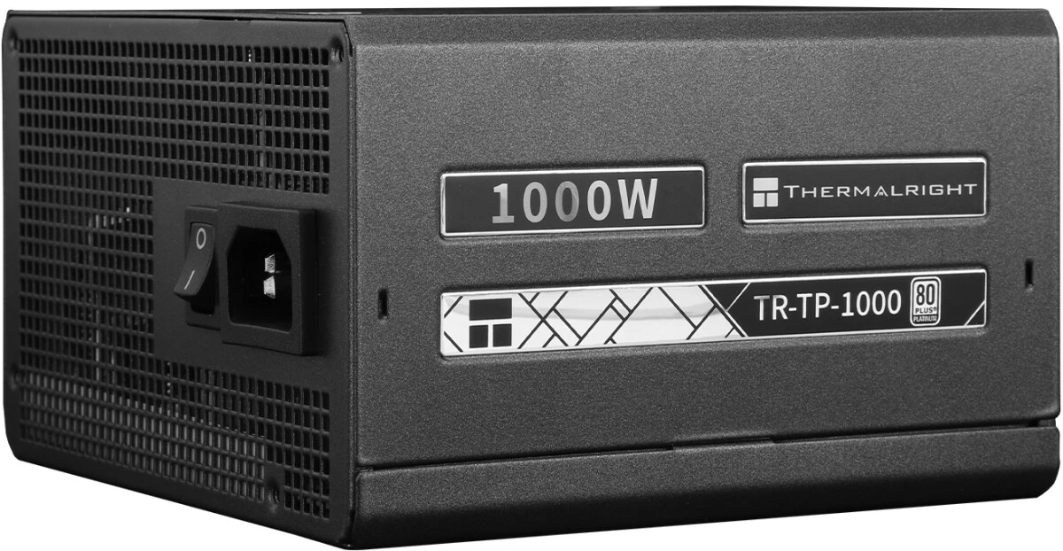 Блок питания 1000 Вт Thermalright 12VHPWR (TR-TP 1000); 1x24 pin; 2x8(4+4) pin; 10xSata; 5xMolex; 6x6+2-pin PCI-E; 80+ Platinum; APFC; отстегивающиеся