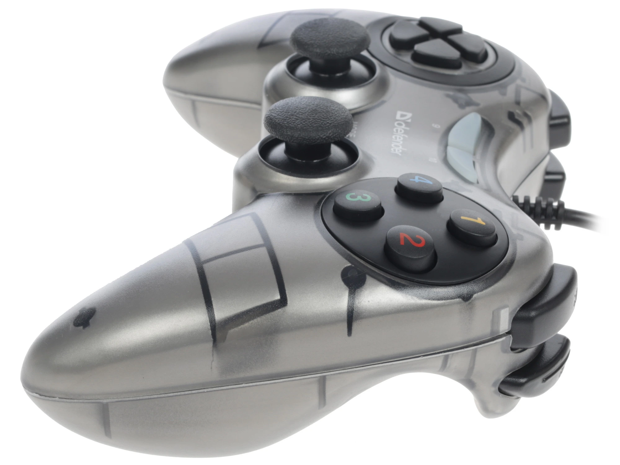 Геймпад проводной Defender Zoom (64244***); ПК (Dinput и Xinput); 10 кнопок; 2 мини-джойстика; обратная связь; USB; серый