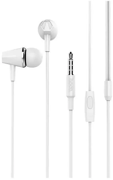 Гарнитура проводная Hoco M34 Honor White, Mini-jack 3,5мм , внутриканальные, без крепления, 20 Гц - 20 кГц, 16 Ом, 1,2 м, белый