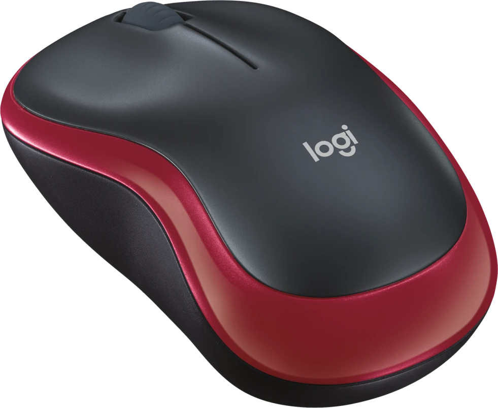 Мышь беспроводная Logitech M185 Black+Red (910-002633***); 2.4 ГГц; USB; оптический; 1000 dpi; 3 кнопки; колесо-кнопка; 1хАА; чёрный + красный