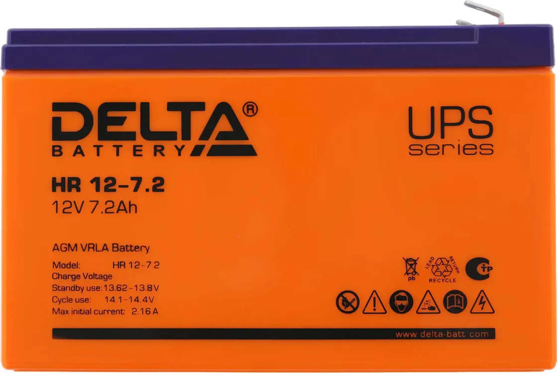 Аккумуляторная батарея к ИБП 12 В Delta HR 12-7,2; 7.2 Ач