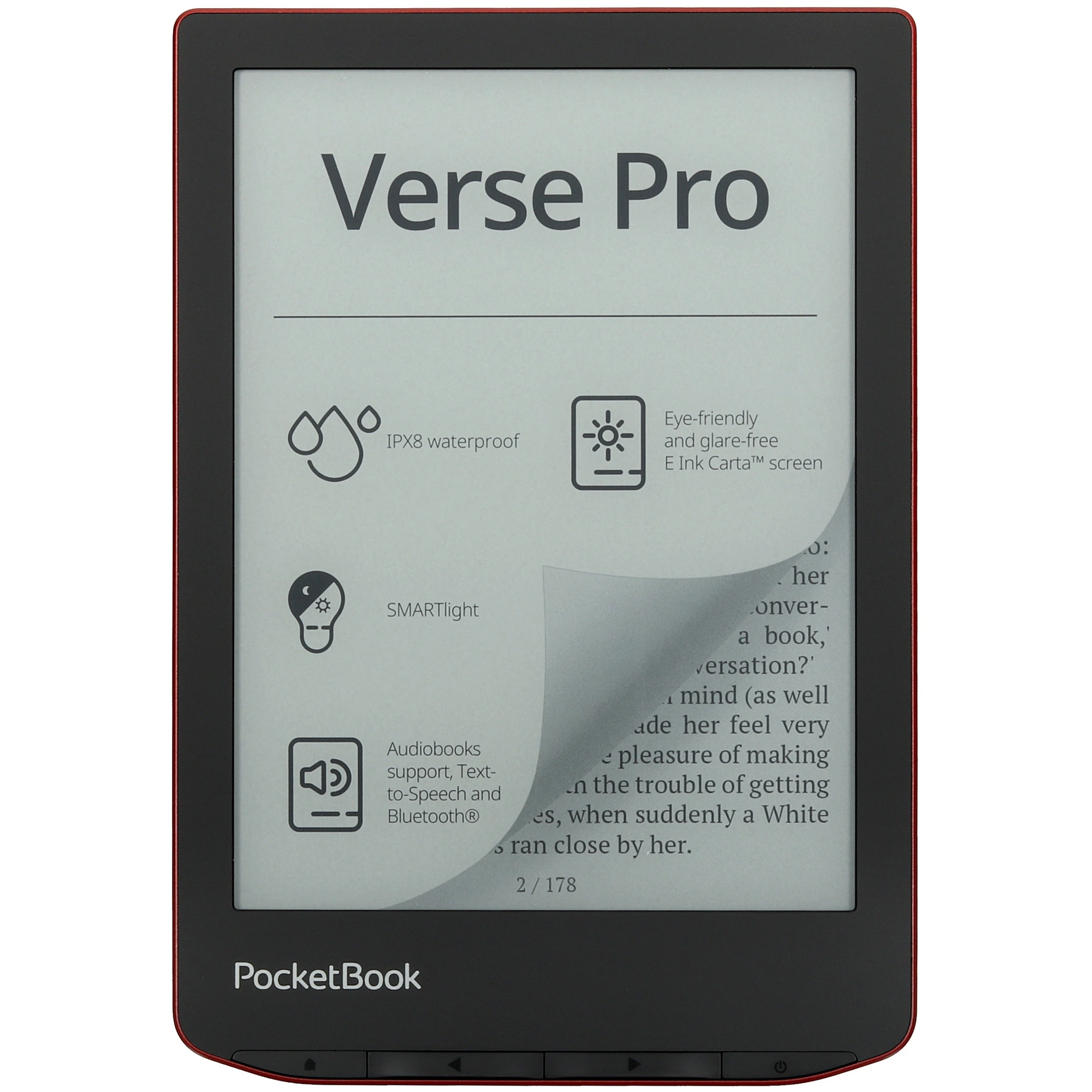 Электронная книга 6" PocketBook 634 Verse Pro Passion Red (PB634-3-WW); Carta HD; 16 ГБ; micro SDHC;