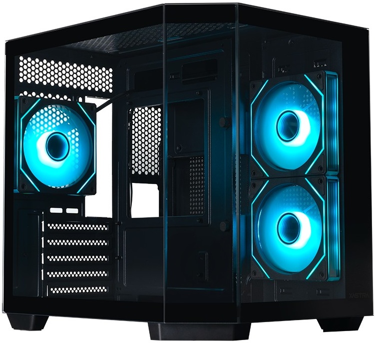 Корпус XASTRA QT400M Black (QT400M-3FM12A-C6-AC); mATX; Mini-Tower; без БП; 3x120мм; 1xUSB 2.0/1xUSB 3.X/1xType-C; Mic/Aud; чёрный