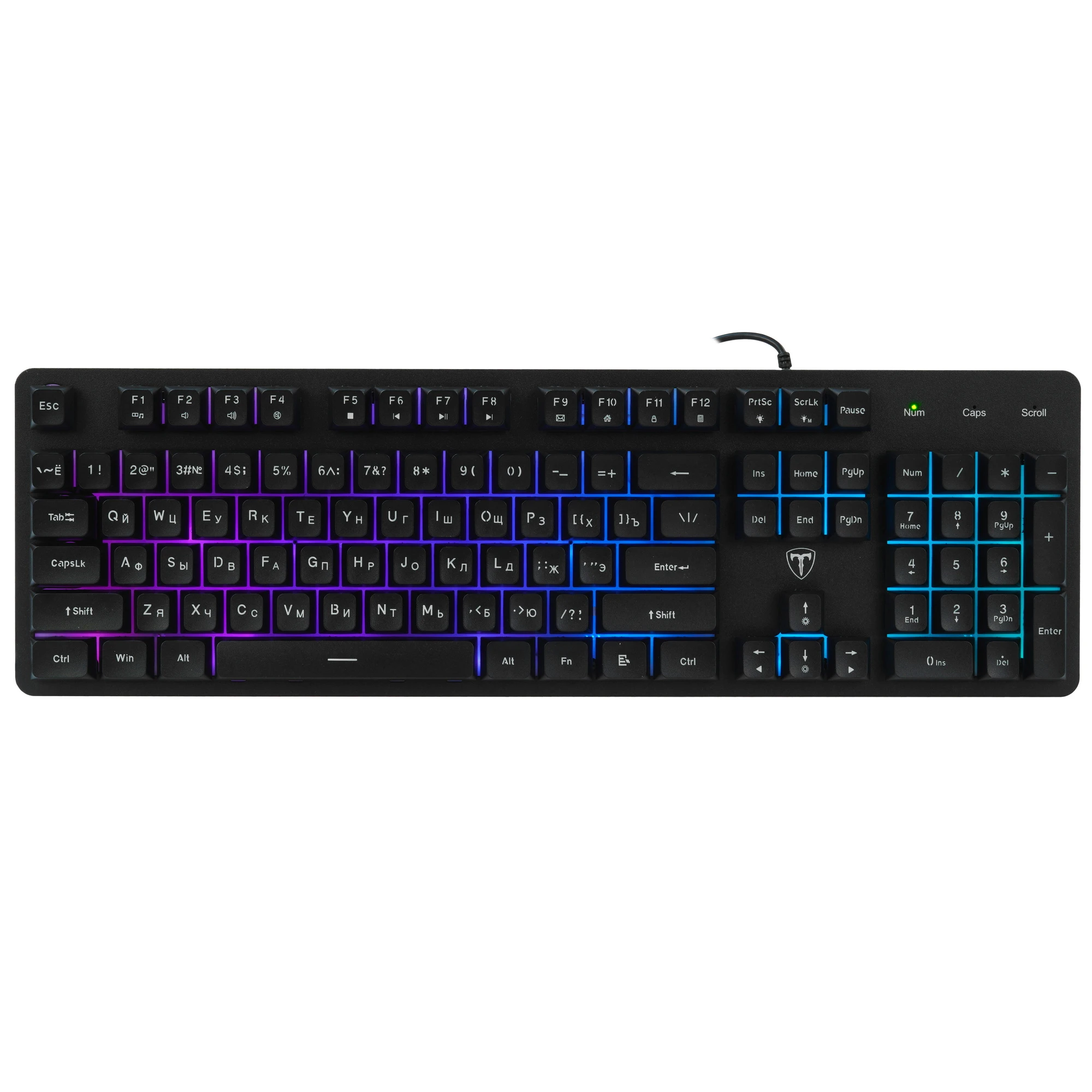Клавиатура игровая T-Line Echo (72377); USB; мембранная; 104 клавиш; 12 (+FN); подсветка RGB; ENG\RUS; чёрный