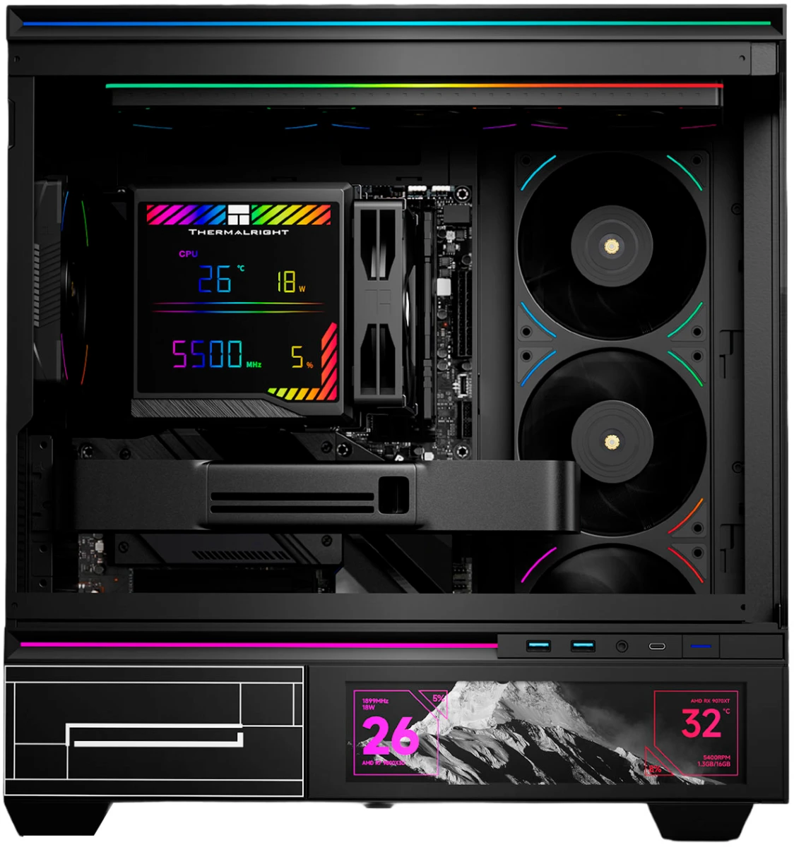 Кулер для процессора 140 мм Thermalright Peerless Assassin 140 Digital Black (TRPA140DB), 1x140 мм, 1х120 мм, 4 pin, USB, 1850 об/мин, черный, 275 Вт