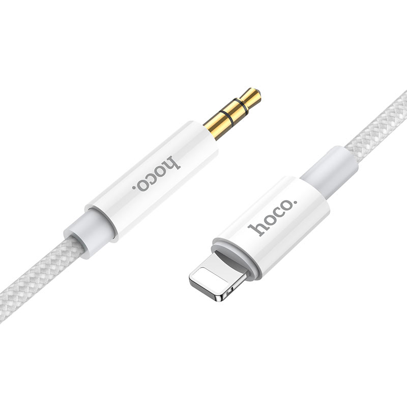 Переходник Hoco UPA19 IP to AUX; Lightning; 3,5 мм (mini-jack); 1,0 м, белый