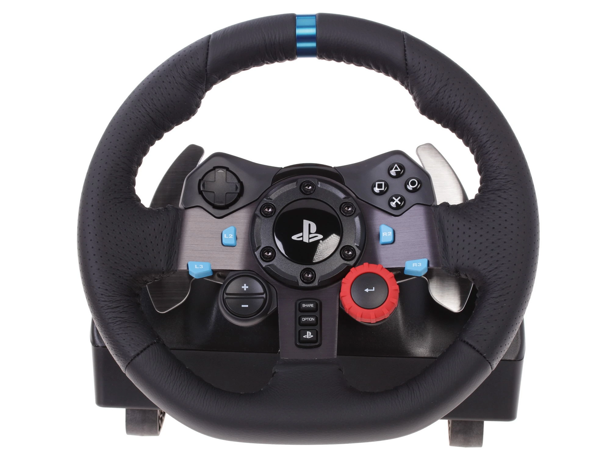 Руль Logitech G29 Driving Force (941-000112); проводной; PC, PS4/PS5; 14 кнопок, 3 педали, подрулевые переключатели, отделка руля кожей, обратная связ