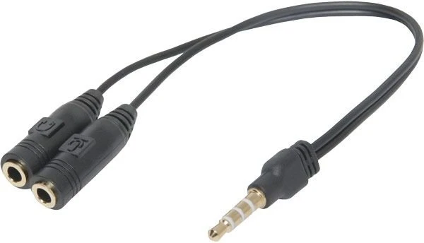 Разветвитель 3.5mm (M)  -> 2 x 3.5mm (F) (чёрный); 0,3 м