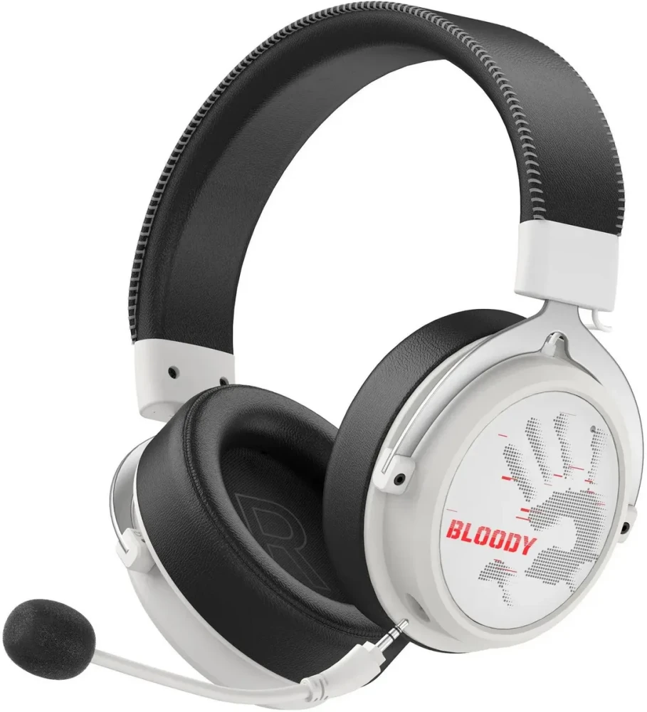 Гарнитура беспроводная A4Tech Bloody MR590 (MR590 + WIRED/SPORT WHITE); накладные; Bluetooth/2.4 Ггц; оголовье; 20 - 20 000 Гц; 16 Ом; съемный микрофо