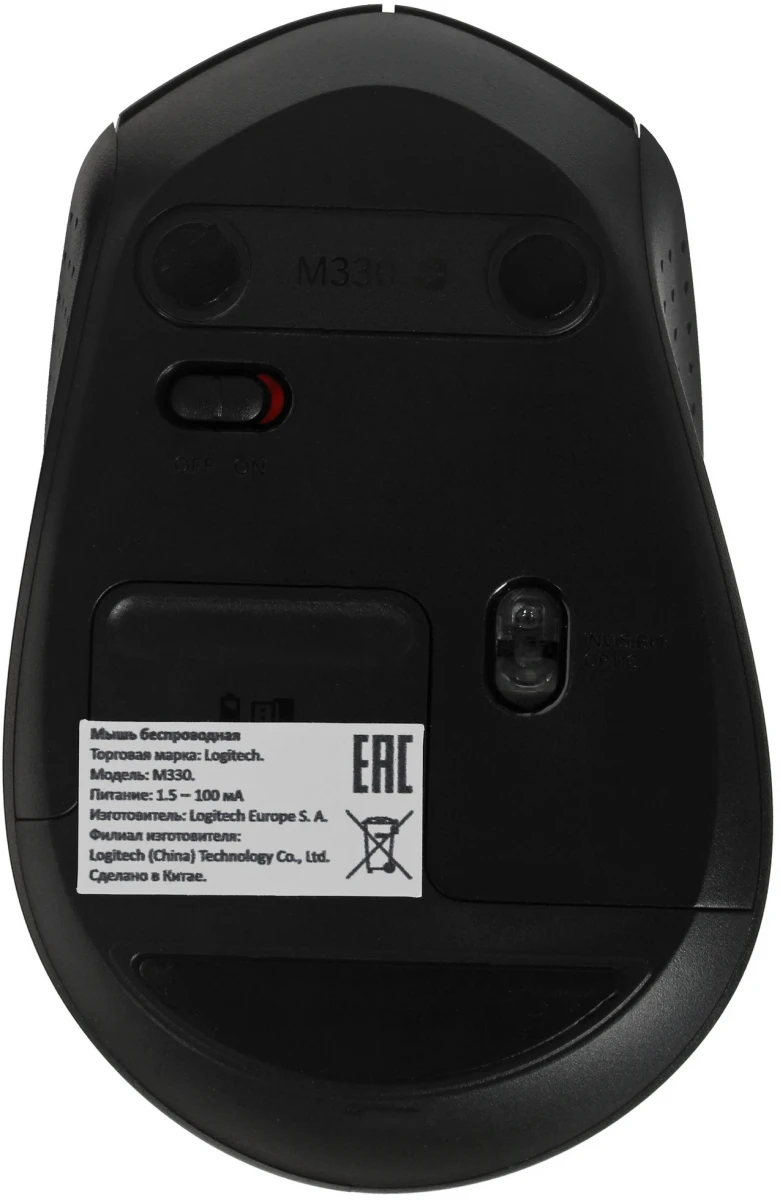 Мышь беспроводная Logitech M330 Silent Plus Black (910-004909***); USB; оптический; 1000 dpi; 2 кноп