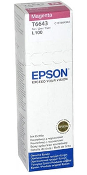 Контейнер Epson T6643 (C13T66434A***); L100/L200; 70 мл; пурпурный (magenta)