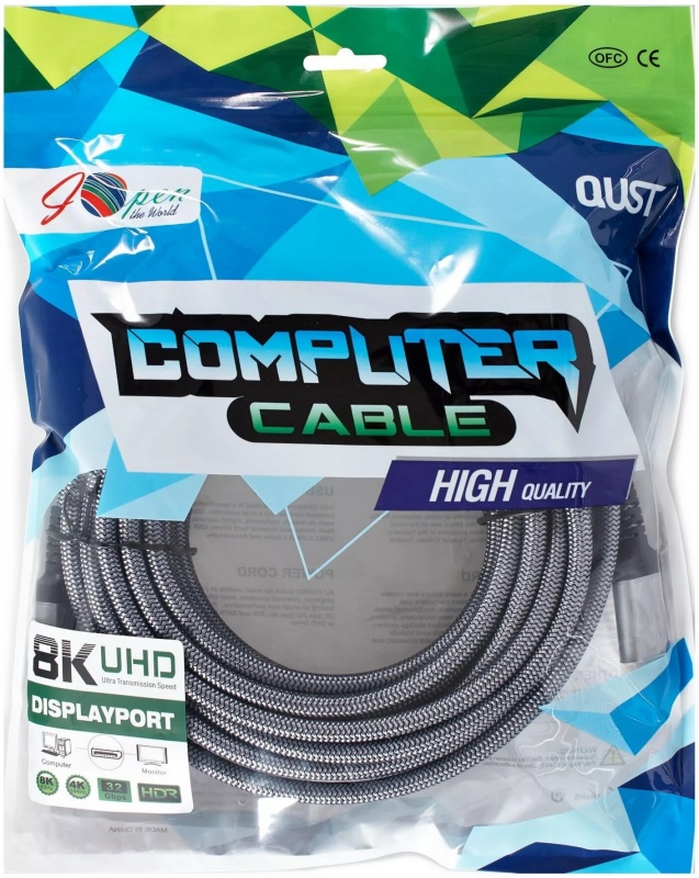 Кабель DisplayPort -> DisplayPort  iOpen (ACG630-7.5; 1.4v; 8K@60Hz(DSC); 7.5 м; нейлоновая оплетка; пакет