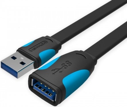 Кабель USB 3.0 AM/AF Vention VAS-A13-B100; плоский; 1,0 м; черный