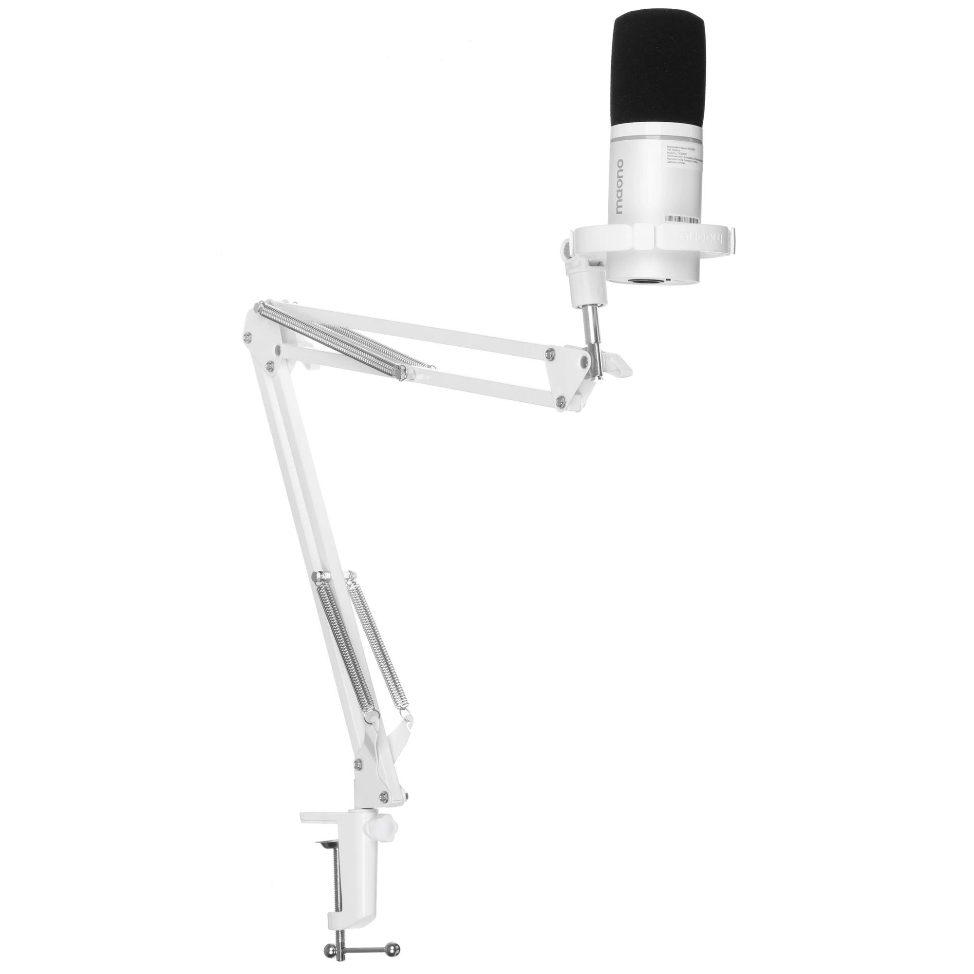 Микрофон Maono PD200XS White; динамический; кардиоидный; -52 дБ; 40-16 000 Гц; 24 бит/48 кГц; USB/XLR; стойка-пантограф со струбциной; белый