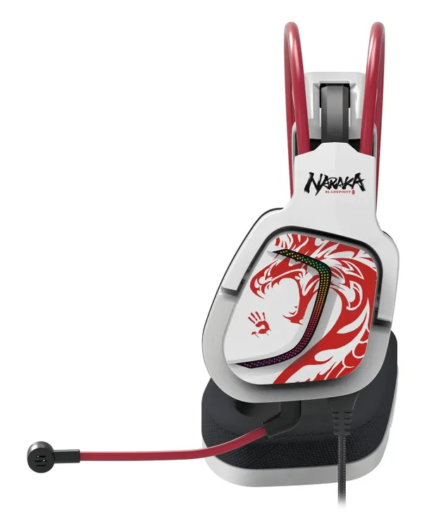 Гарнитура игровая A4Tech Bloody G575 NARAKA; оголовье; 20 - 20 000 Гц; 16 Ом; съемный микрофон; регулятор громкости; USB; виртуальный звук 7.1; белый