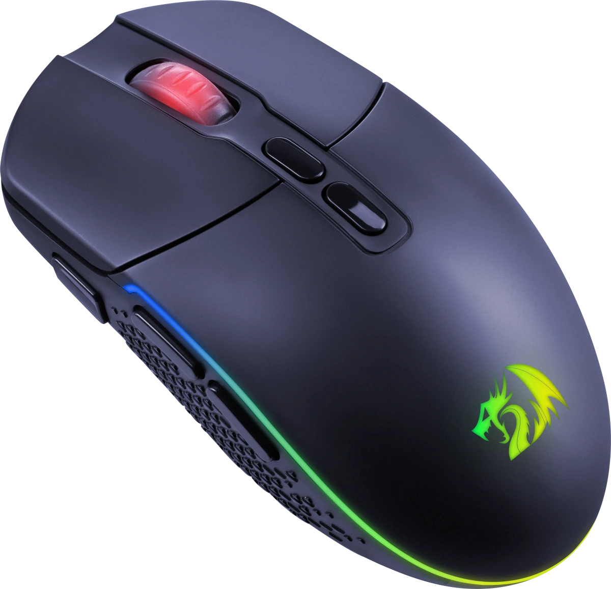 Мышь беспроводная Redragon Invader Pro (71845); USB/2.4 Ггц; оптический; 100 - 10000 dpi; 8 кнопок; колесо прокрутки; собственный аккумулятор; LED под