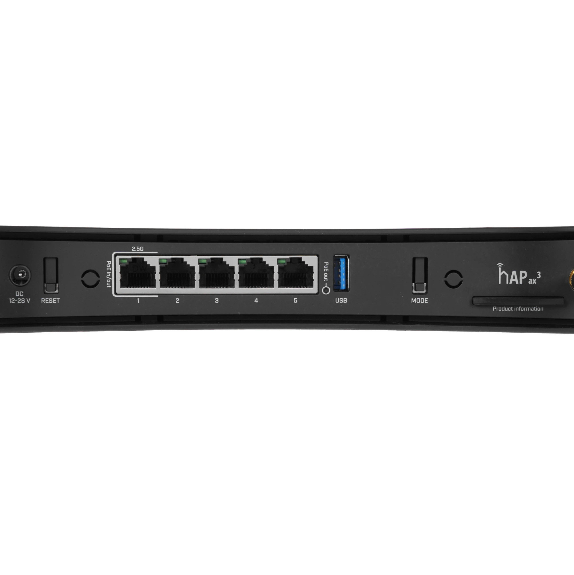 Роутер MikroTik hAP ax3 AX1800 (C53UIG+5HPAXD2HPAXD***); IEEE 802.11a/b/g/n/ac/ax; 574 Mbps + 1201 Mbps; 4x LAN 10/100/1000 Мбит/сек; 1x WAN 10/100/10