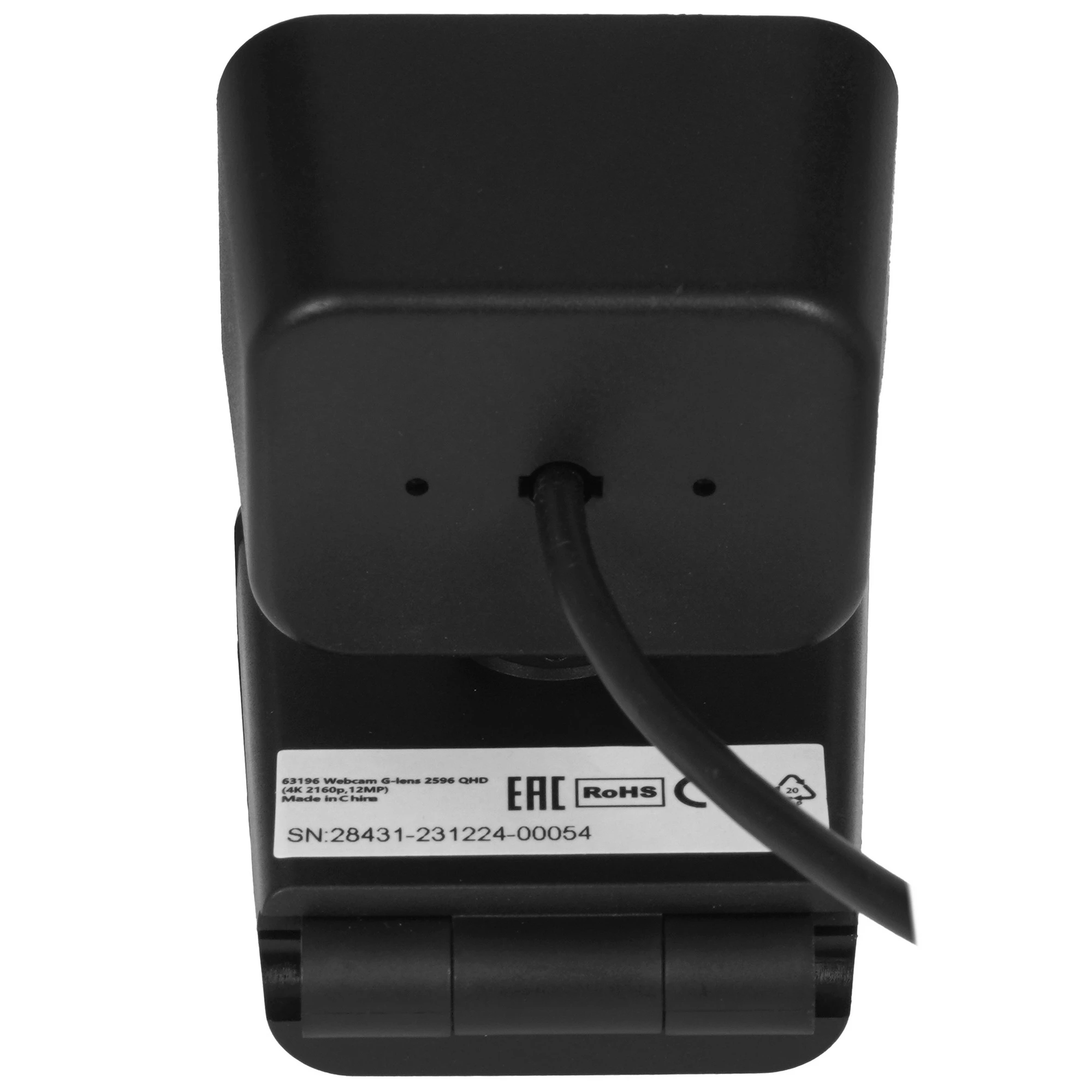 Веб-камера Defender G-lens 2596 QHD (63196); 12,0 Мп; 3840х2160; 4К; автофокус; микрофон с шумоподавлением; универсальное крепление; 1,5 м; чёрный