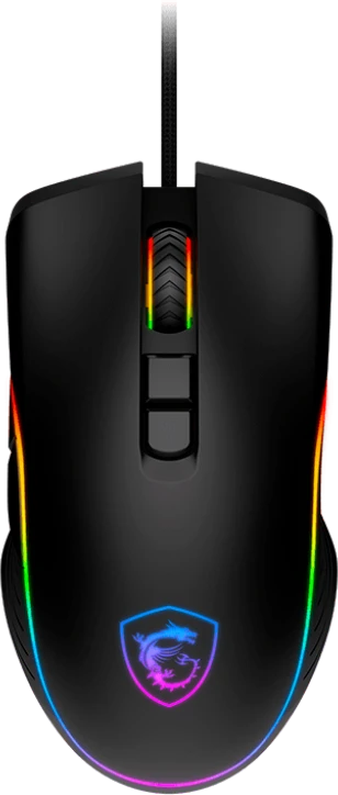 Мышь игровая MSI Forge GM300 Black (S12-0402300-HH9); USB; оптический; 1200-7200 dpi; 7 кнопок; колесо-кнопка; RGB подсветка; черный
