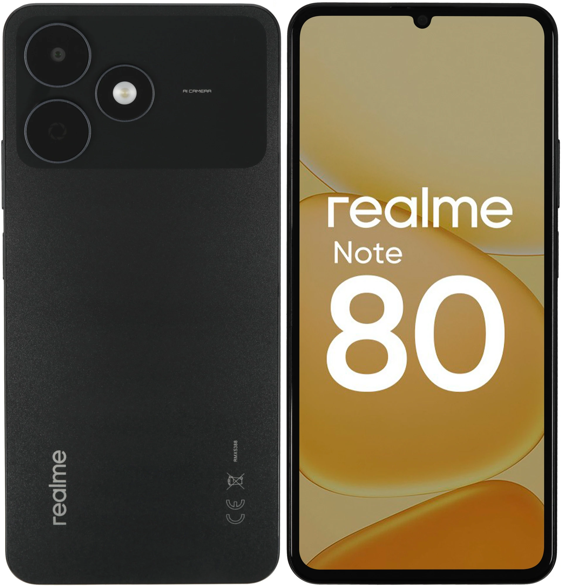 Смартфон 6.74" Realme Note 80 4Гб/128 Гб черный, IPS 90 Гц, 1600x720, Unisoc Tiger T615 8 ядер 1.8 Ггц, 8 Мп./5 Мп. BT5.2, Android 16, 6 300 мА/ч