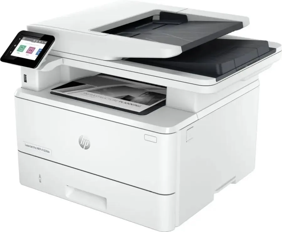 МФУ лазерное HP LaserJet Pro 4103dw (2Z627A); A4; 1200x1200 dpi; 40 ч/б ст/мин; дуплекс; АПД; ЖК-экран; USB; Bluetooth; Ethernet; Wi-Fi; белый + серый