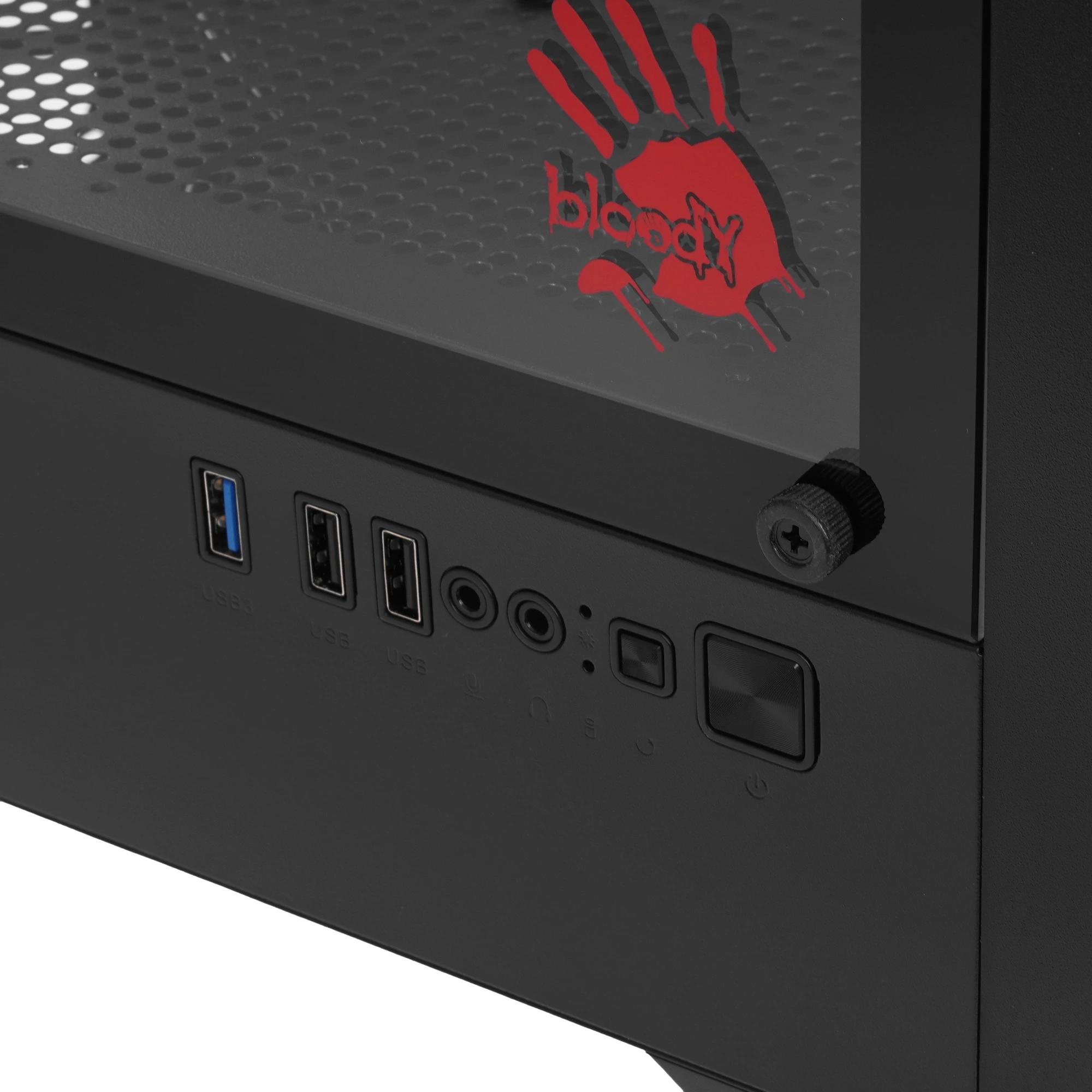 Корпус Bloody CC-123 Black (CC-123-BK); mATX; Mini-Tower; 2xUSB 2.0/1xUSB 3.0; 2xMic/Audio; черный