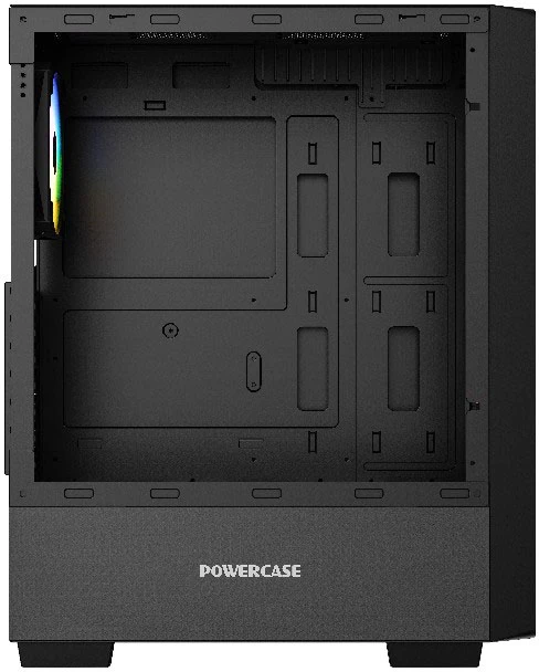 Корпус Powercase Mistral AY4B ARGB Black (CMAYB-A4); ATX; Midi-Tower; без БП; сталь; 2x3.5" int.; 4 x 120 мм; 2xUSB 2.0/1xUSB 3.0/Mic/Aud; чёрный