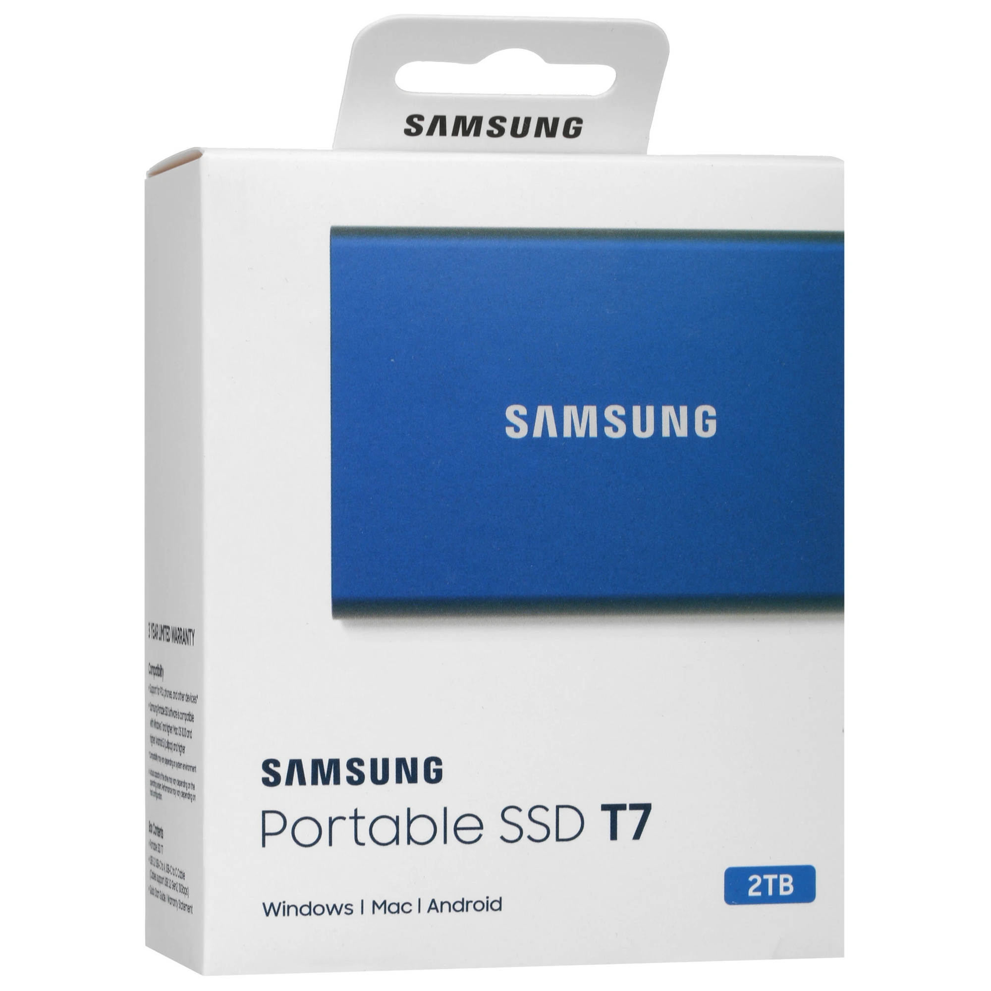 Внешний SSD 2 ТБ Samsung T7 Blue (MU-PC2T0H/WW); USB 3.2 Gen 2 Type-C; синий