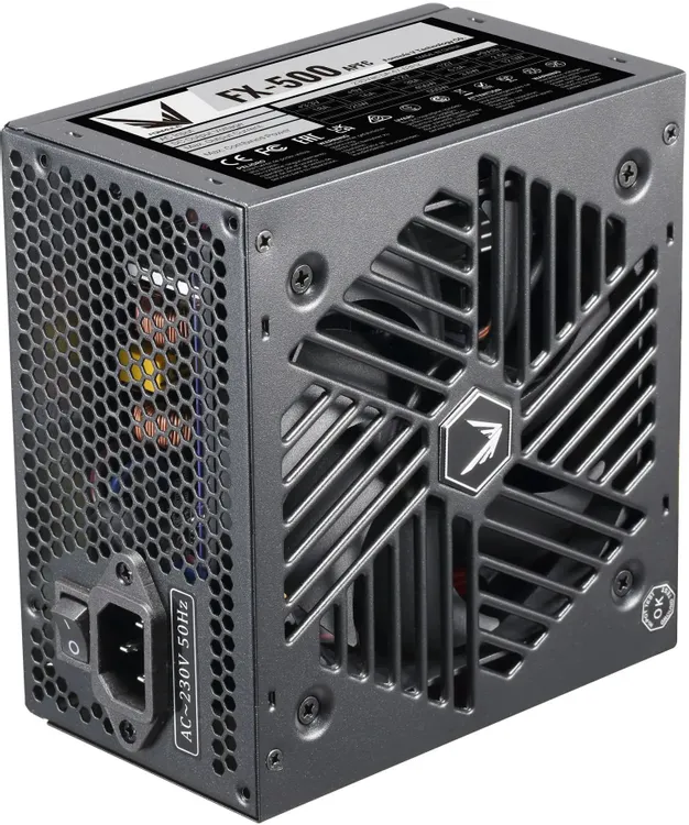 Блок питания 500 Вт Formula FX-500, черный, ATX, 1x24 pin, 1x4+4 pin, 1x6+2-pin, 4xSATA, 3xMolex,  AFPC; 120 мм