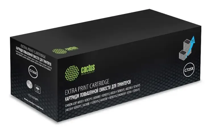 Картридж Cactus Canon CS-C725X-MPS; MF-3010, LBP-6030, LBP-6020, LBP-6000; 3000 стр. при 5%; черный (black)