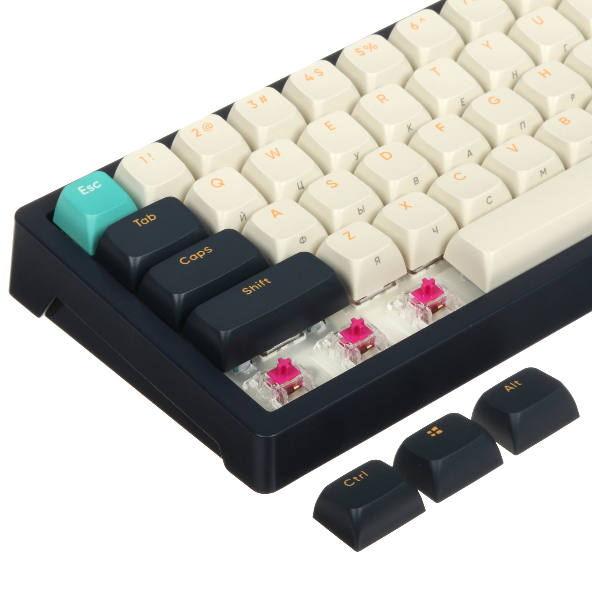 Клавиатура проводная Dark Project KD65A Blue (DP-KD-65A-300100-GZR); механическая; switch - g3ms Zircon; 65 клавиш; RGB; 1,8м; белый+синий