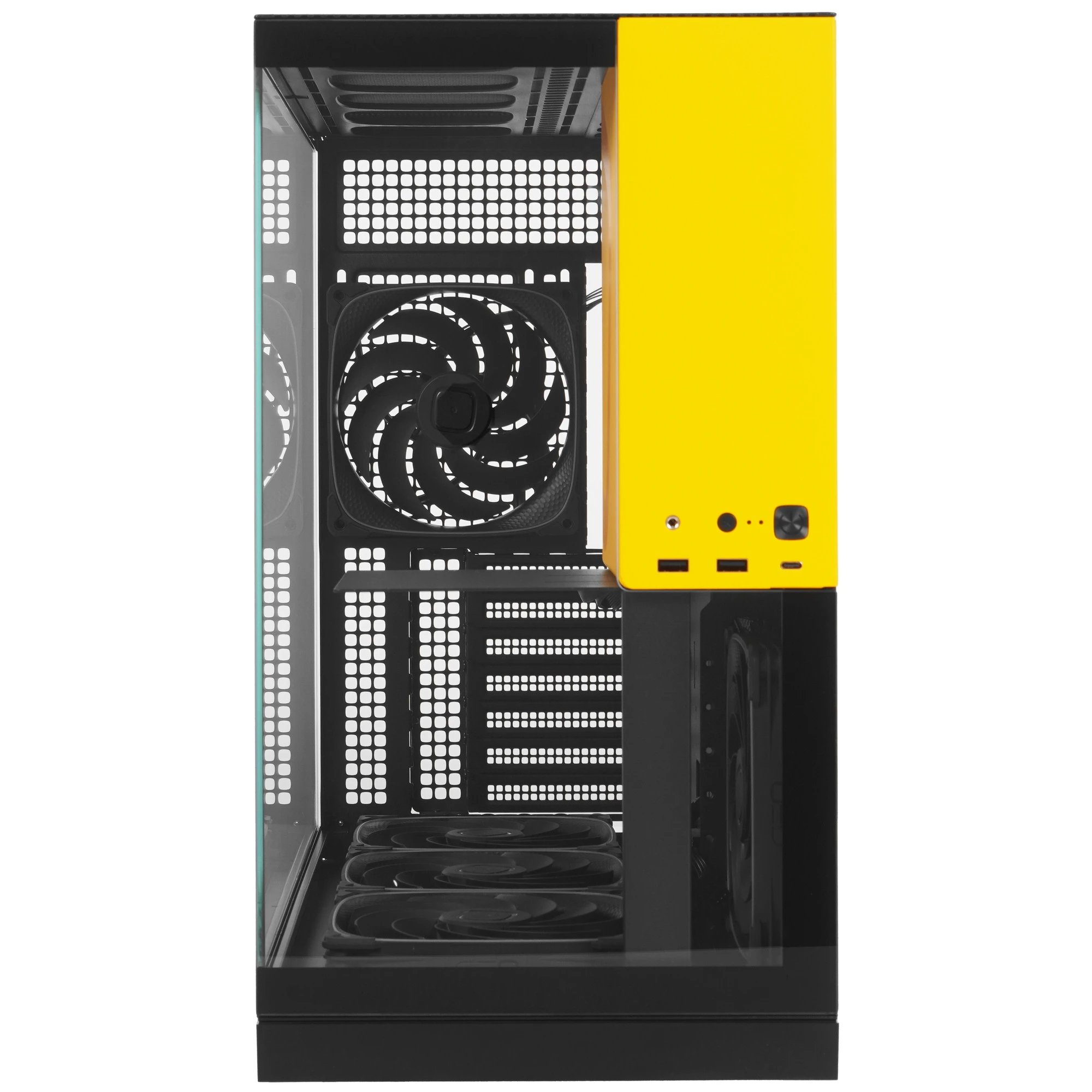 Корпус Geometric Future Model 5 ARGB Bk/Y (1AM5WKBY01100); E-ATX; Middl-Tower; без БП; 5x140 мм; 2xUSB 3.X, 1xUSB 3.X Type-C,1x jack 3.5 mm Mic/Aud; ч