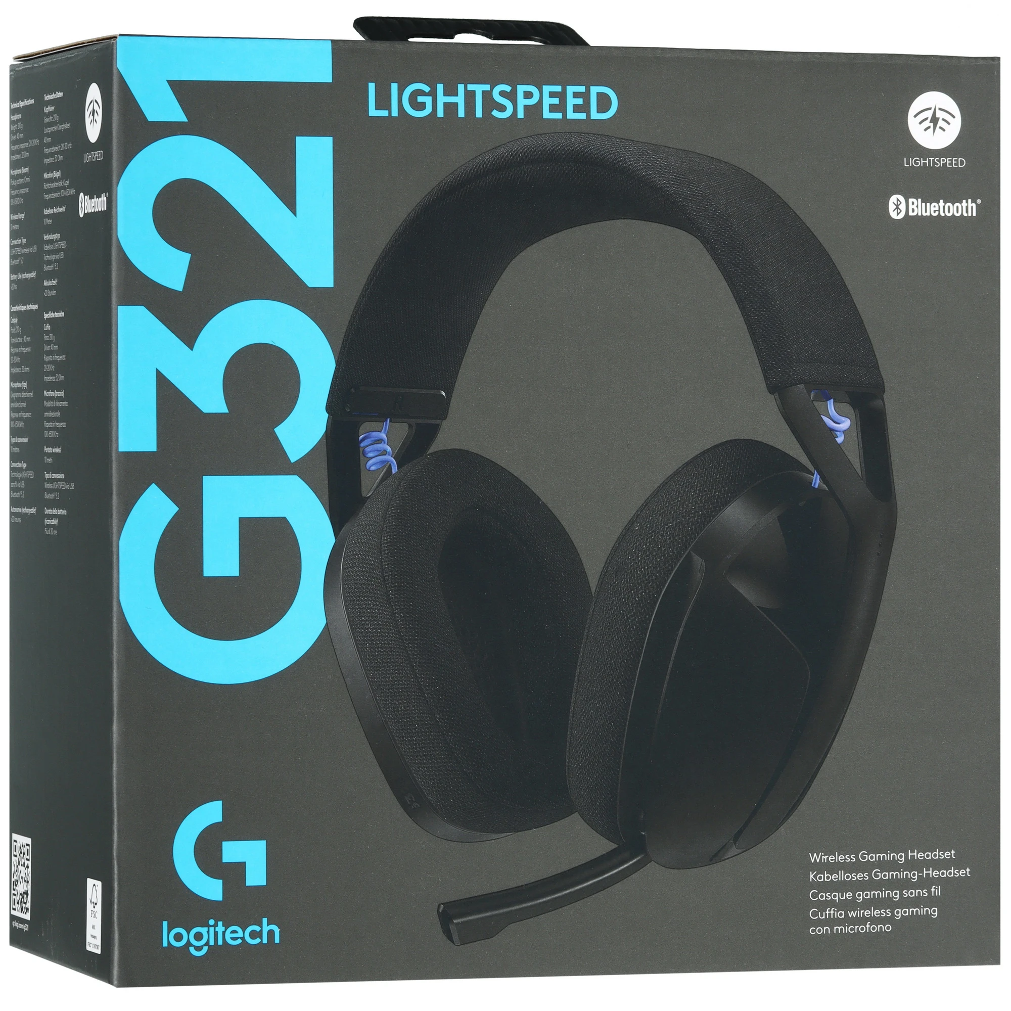 Гарнитура беспроводная Logitech G321 Lightspeed Black (981-001563); игровая; BT/2.4 Ггц; оголовье; 20 - 20 000 Гц; встроенный микрофон; регулятор гром