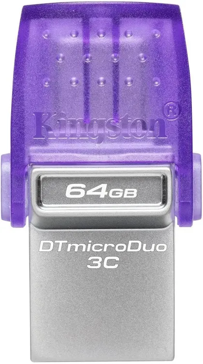 Накопитель USB-флэш 64 ГБ Kingston DataTraveler MicroDuo 3C (DTDUO3CG3/64GB); USB 3.2 Gen 1; OTG Type-C; фиолетовый